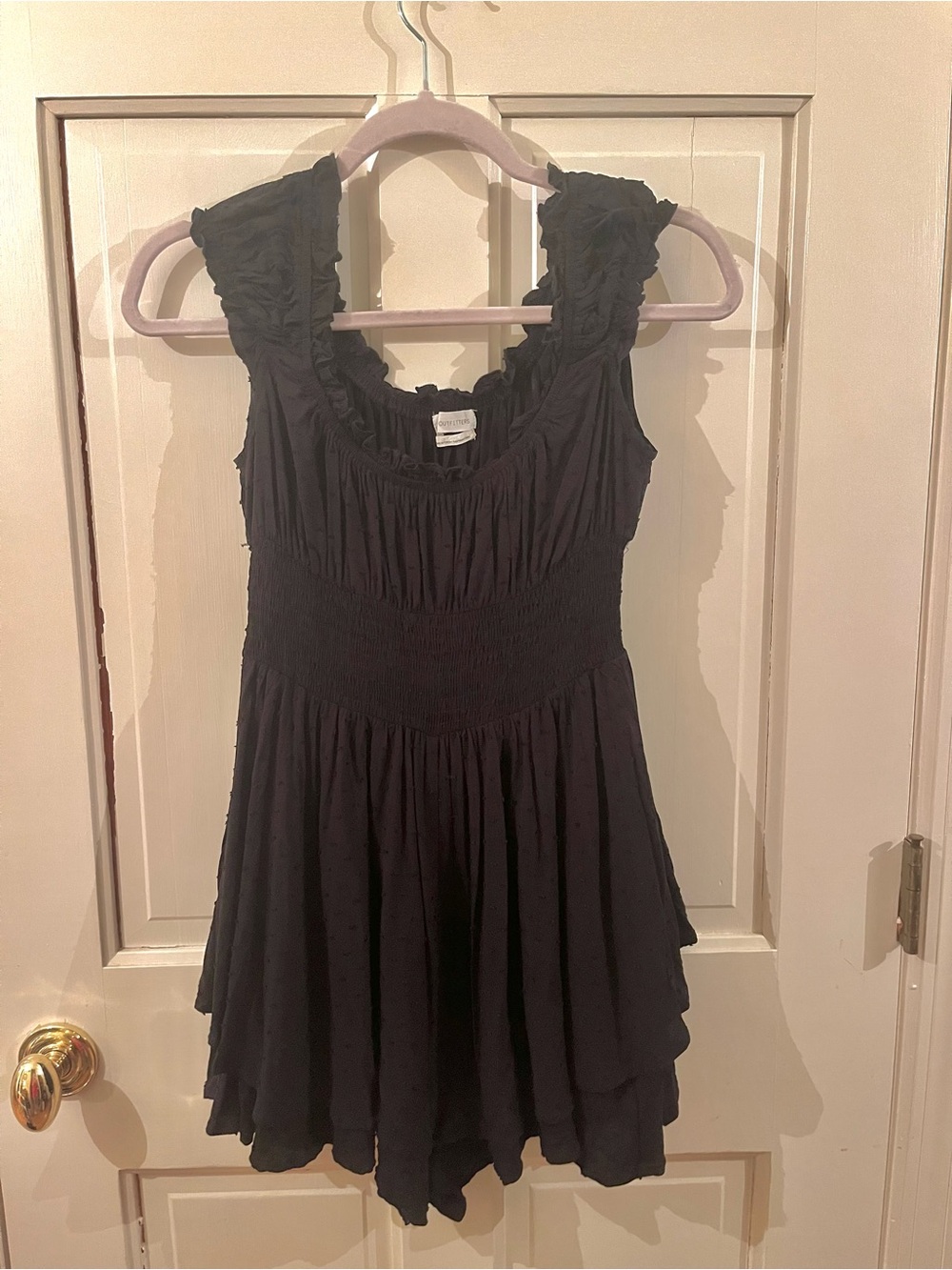 Babydoll Black Ruffled Smocked Romper Urban Outfitters Women’s Medium